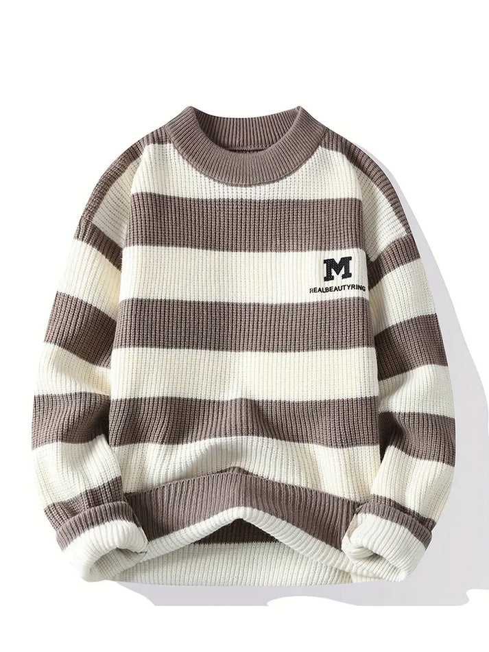 Winterwoodie Striped Knit Sweater – Classic Black & White Comfortwear